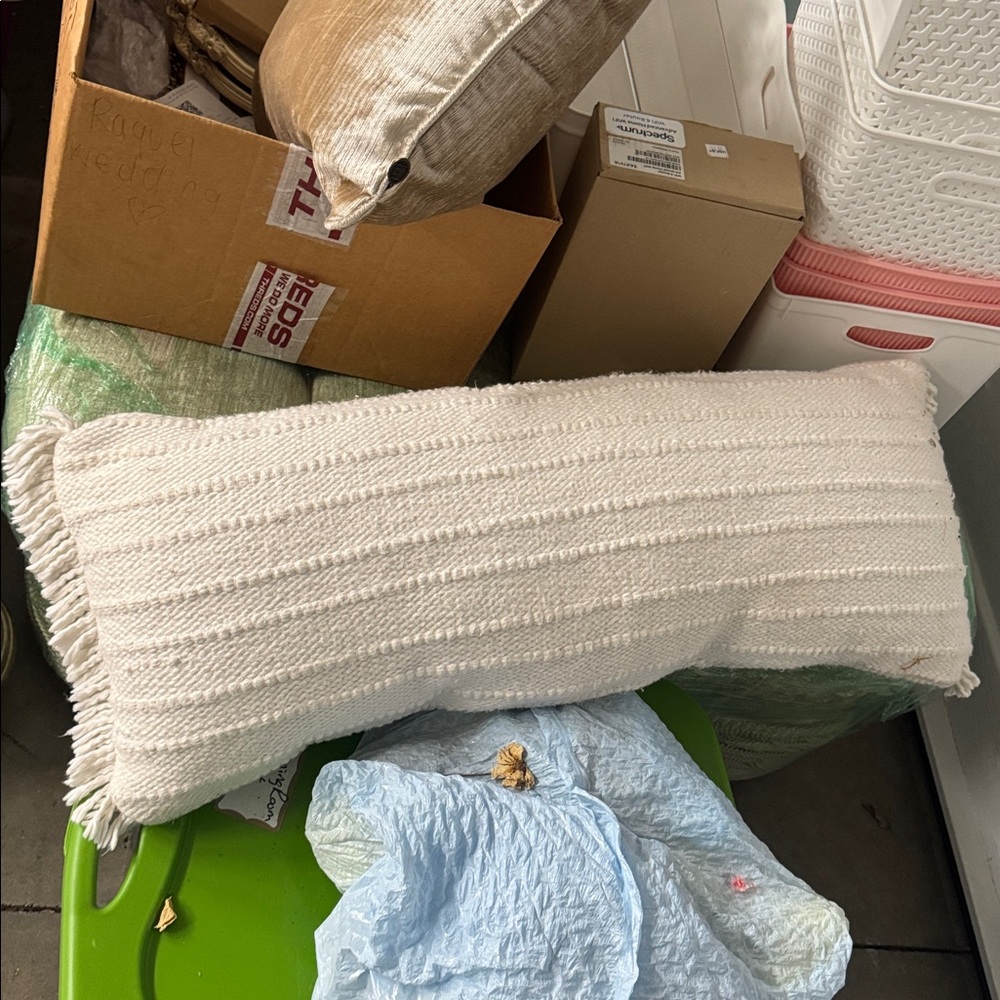 Cream Textured Lumbar Pillow